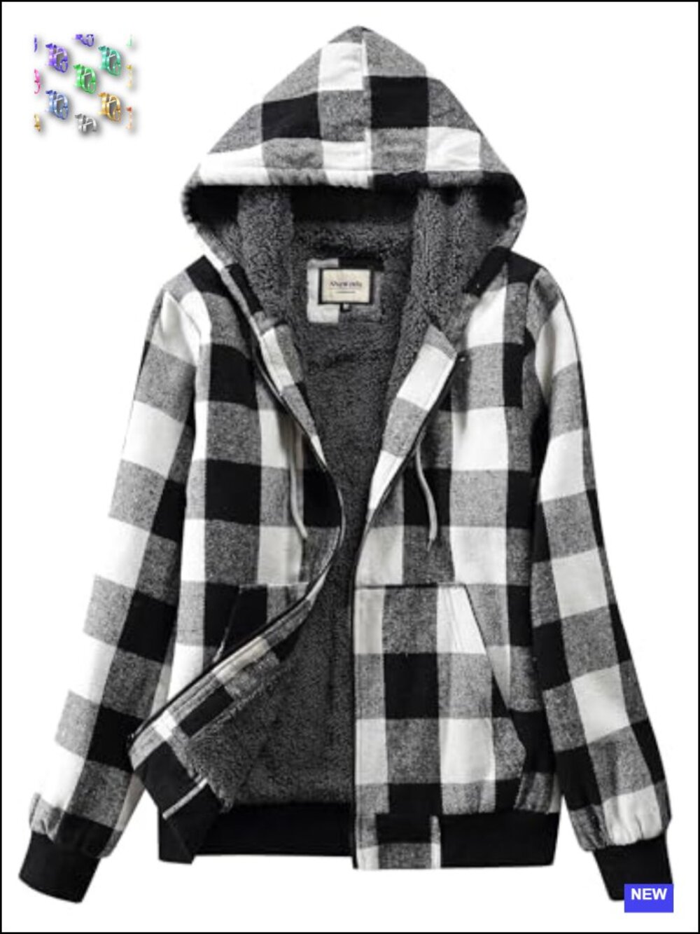 Women's Casual Zip Flannel Sherpa Lined Plaid Jacket with Hood